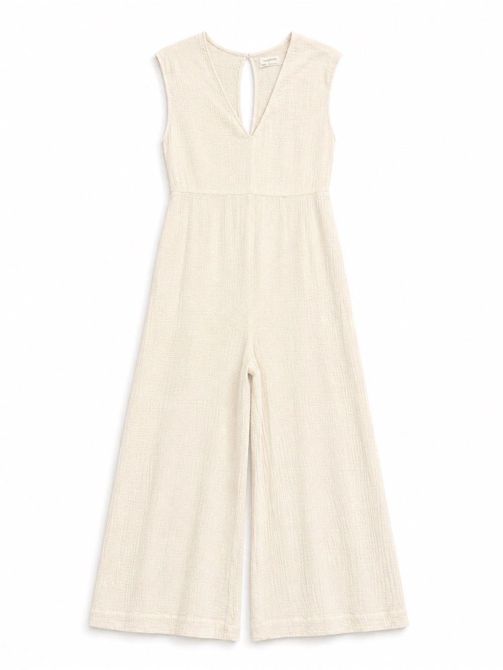 Urban Outfitters Cream Sleeveless Wide-Leg Jumpsuit